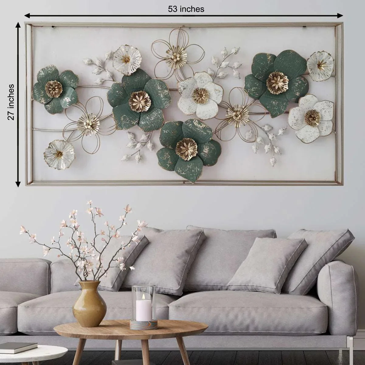 Abstract Framed Metal Wall Art (53 X 27 Inches)