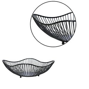 Fruit Basket Kitchen Stand vegetable basket rack stand for kitchen | Round Net baskets for storage Metal basket fruit stand storage baskets (BLACK)