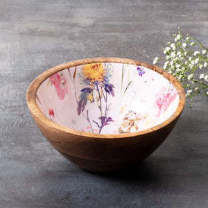 Bowl Snacks Mixing Bowls for Kitchen | Salad Bowl Printed Wooden Desert Bowl for Serving Mixing Bowl Mango Wood with Decaling Print