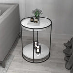 Nestique Tow Layers Marble Side Table (Black)