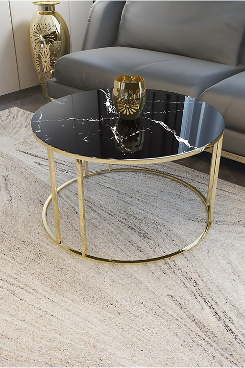 Nestique Handicrafts Town Black & Gold Coffee Table