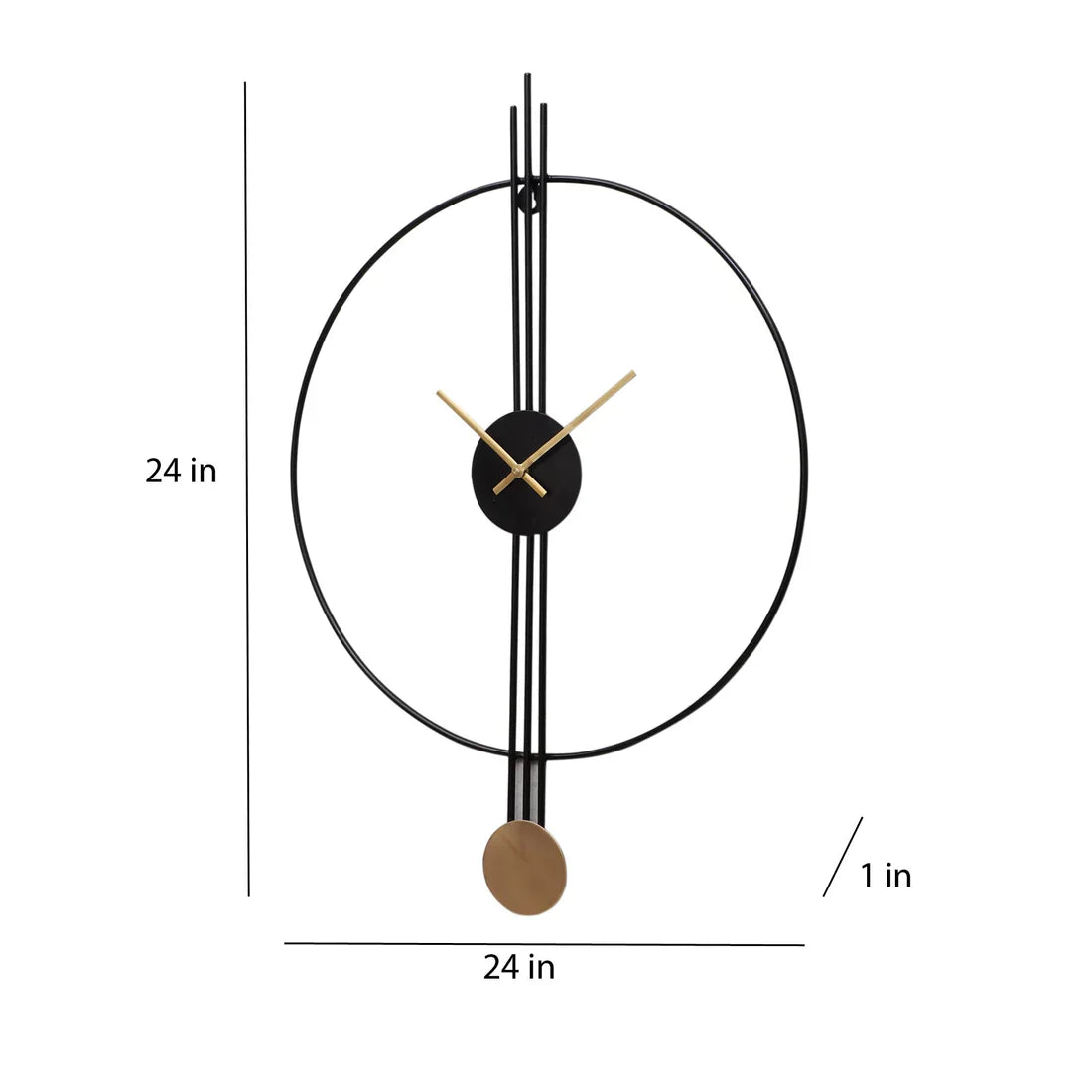 Black & Gold Designer Stripes Wall Clock