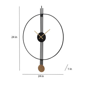 Black & Gold Designer Stripes Wall Clock