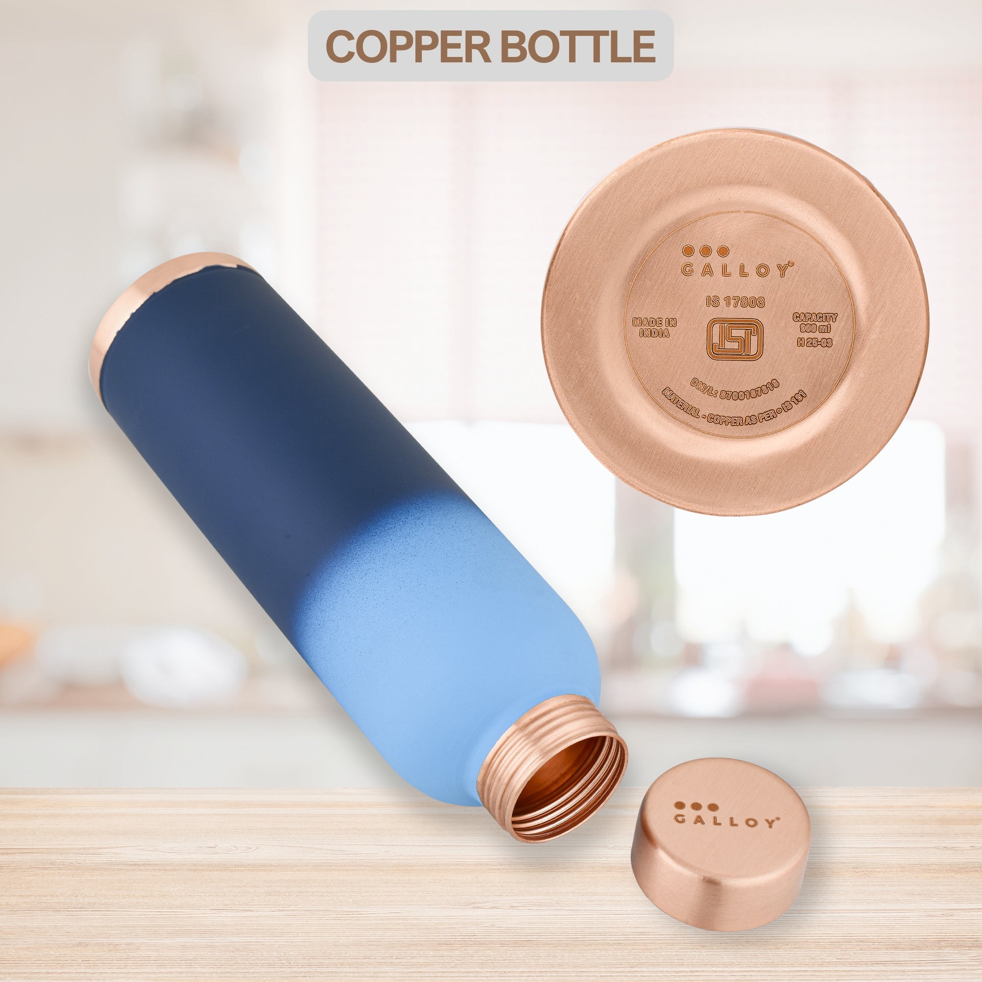 Nestique Copper Bottle – Deep Ocean Blue