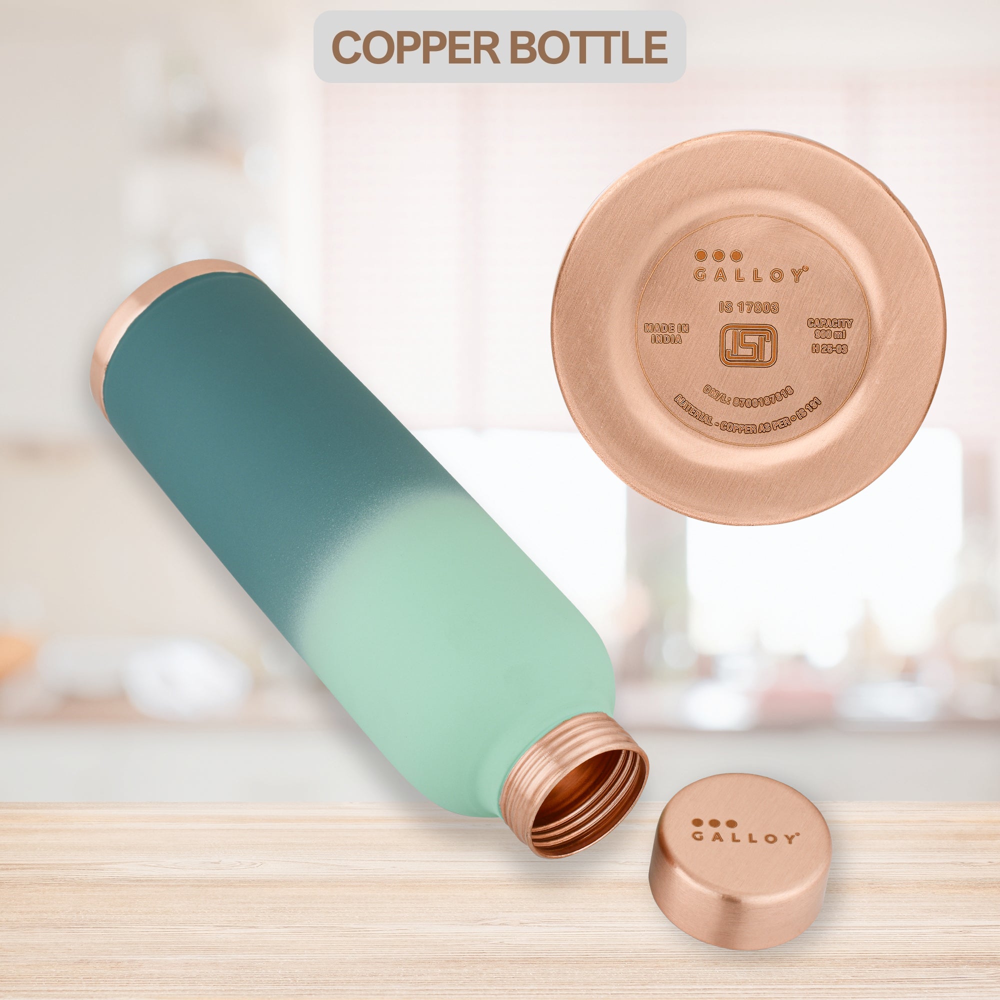 Nestique Copper Bottle – Teal Gradient
