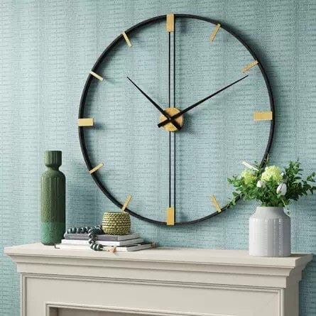 Sleek Black & Gold Wall Clock