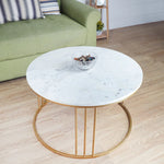 Luxury Round Marble White Matte Finish Metal Center Table