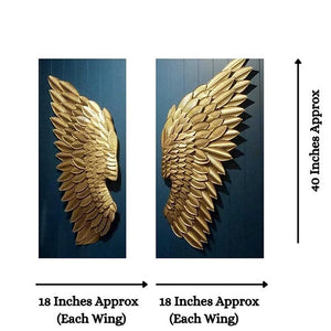 Nestique Metallic golden wings wall accent (18 x 40 Inches )