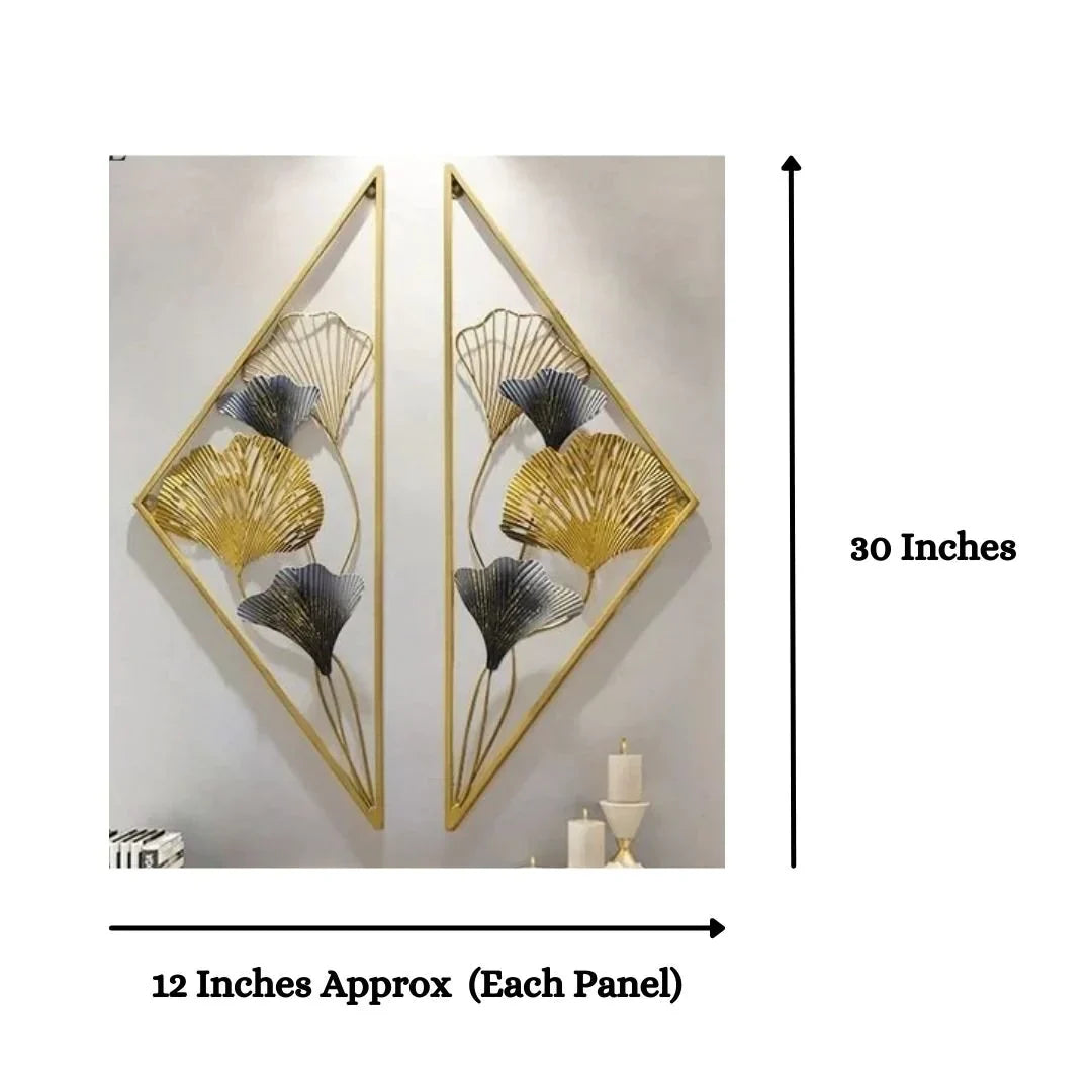 Nestique Special Split Diamond with Leaves Wall Art (12 x 30 Inches Each)