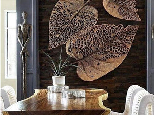 Nestique Metallic 3 Pipal leaves wall mounted design (30", 24", 18')