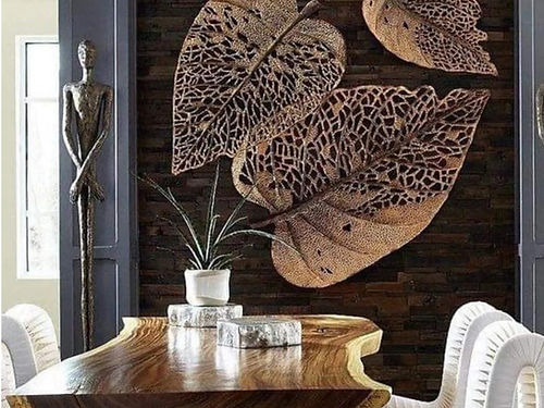 Nestique Metallic 3 Pipal leaves wall mounted design (30", 24", 18')