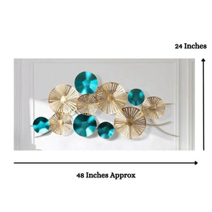 Nestique Special Sparkling Golden Blue Abstract Wall Art (48 x 24 Inches)