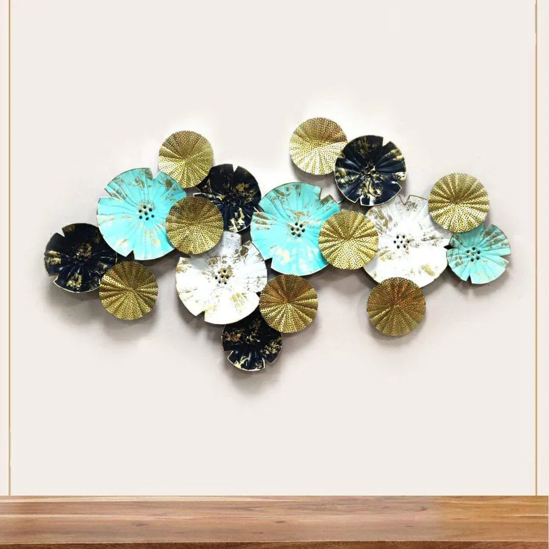 Nestique Wall Art Multicolor 17 Plates Abstract wall art (50 x 27 Inches)