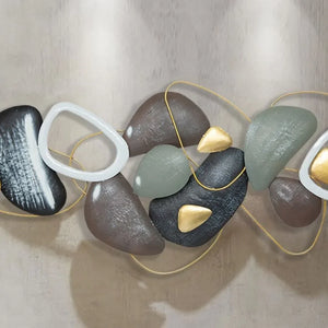 Nestique Multicolor Pile of Stones Metal wall Art (48 x 24 Inches)