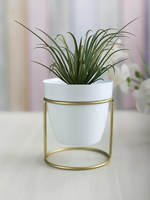 Nestique White oval metal desk planter with stand Plant Container Set (Metal)