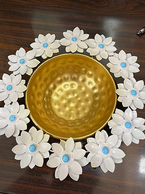 Nestique Beautiful Golden Flower Decorative Pot/ Bowl for Floating Flower Urili