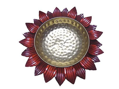 Nestique Decorative Round Lotus Shape Metal Urli Candle Flower for Diwali