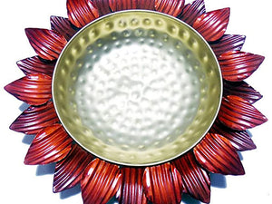 Nestique Decorative Round Lotus Shape Metal Urli Candle Flower for Diwali