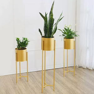 Nestique Set of 3 Plant Stand Rack for Indoor & Outdoor Pots - Golden
