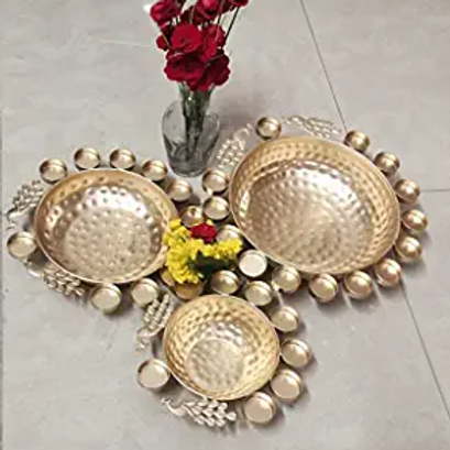 Nestique Designer Decorative Urli Set Beautiful Handcrafted Bowl - Set of -3 Gold