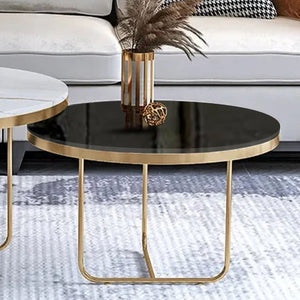 Modern Black & White Round Shaped Nesting Coffee Table Set of 2