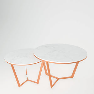 Metallic Nesting Center Tables of Copper Luxe Base Set of 2