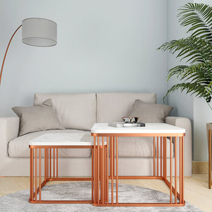 Square Copper Tethered Nesting Table Set of 2