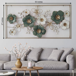 Seville luscious Ivory & Gold florals Metal Wall - Gold Foil Work