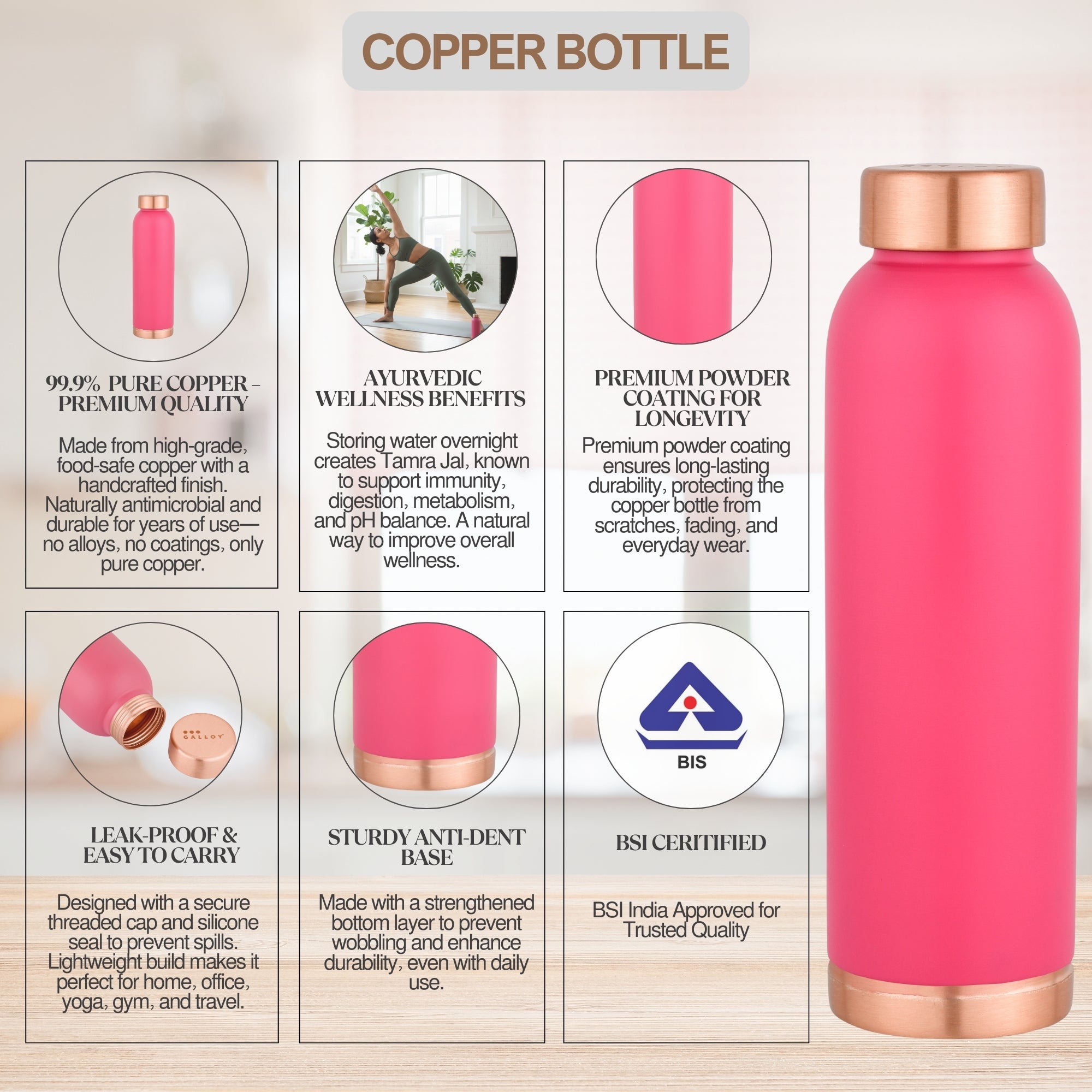 Nestique Copper Bottle – Coral Pink