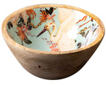 erving Snacks Bowls Wooden for Dry Fruits Mango Wood with Decaling Duck Print with Clear Enamel Design