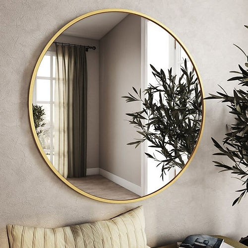 Nestique 33" Gold Round Mirror