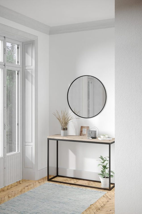 Nestique 30" Black Round Mirror