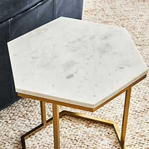 Nestique Hexagon Marble Accent Table