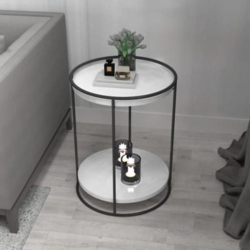 Nestique Tow Layers Marble Side Table (Black)