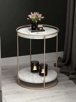 Nestique Tow Layers Marble Side Table (Gold)