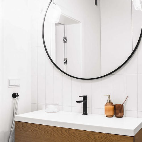 Nestique 20" Black Round Mirror