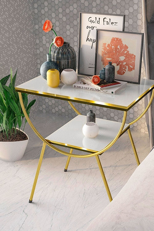 Nestique Gold Nightstand Side Table