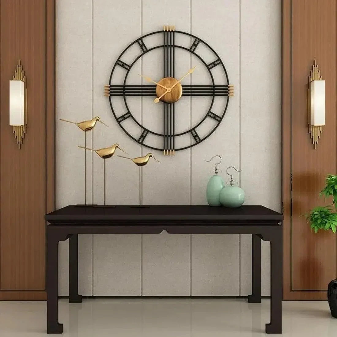 Black & Gold Piped Wall Clock