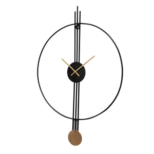 Black & Gold Designer Stripes Wall Clock