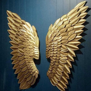 Nestique Metallic golden wings wall accent (18 x 40 Inches )
