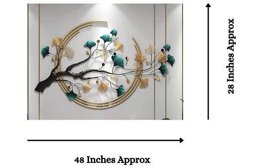Nestique Metallic tree embracing moon wall hanging (48 x 28 Inches)