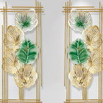 Nestique The Metallic Framed Gold and green plant wall art (15 x 30 Inches each)