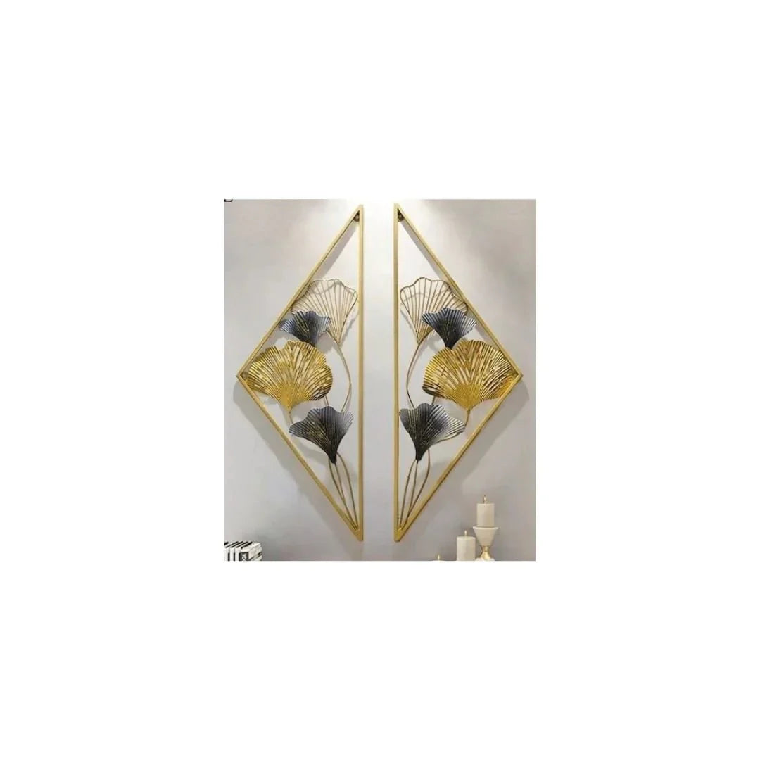 Nestique Special Split Diamond with Leaves Wall Art (12 x 30 Inches Each)