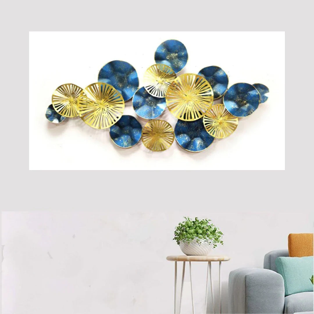 Nestique Iron decor for walls with Gold and Blue (52 x 26 Inches) For Wall