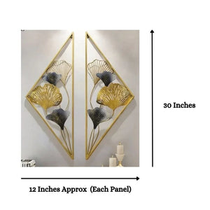 Nestique Special Split Diamond with Leaves Wall Art (12 x 30 Inches Each)