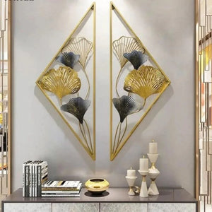 Nestique Special Split Diamond with Leaves Wall Art (12 x 30 Inches Each)