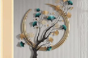 Nestique Metallic tree embracing moon wall hanging (48 x 28 Inches)
