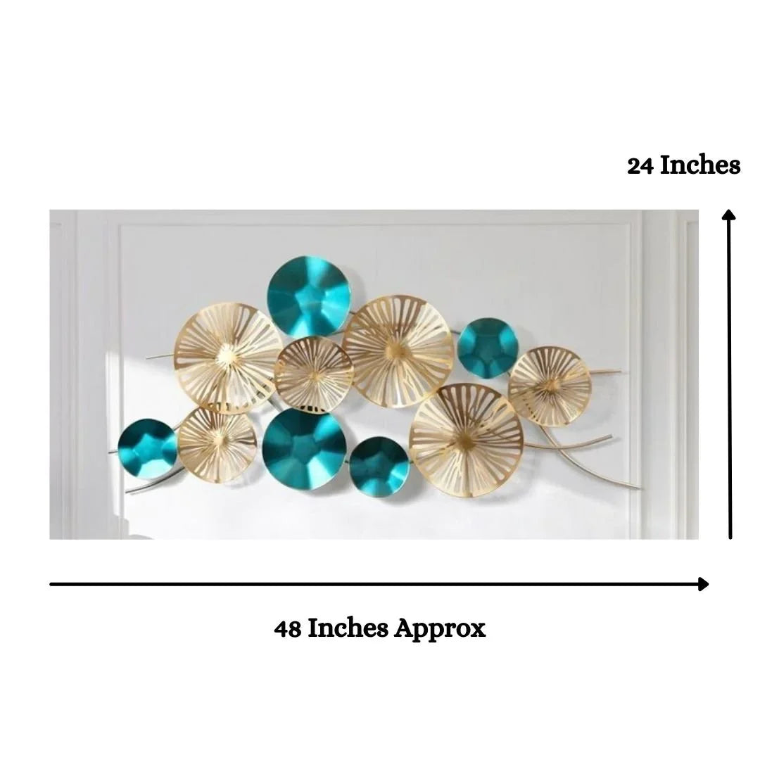 Nestique Special Sparkling Golden Blue Abstract Wall Art (48 x 24 Inches)