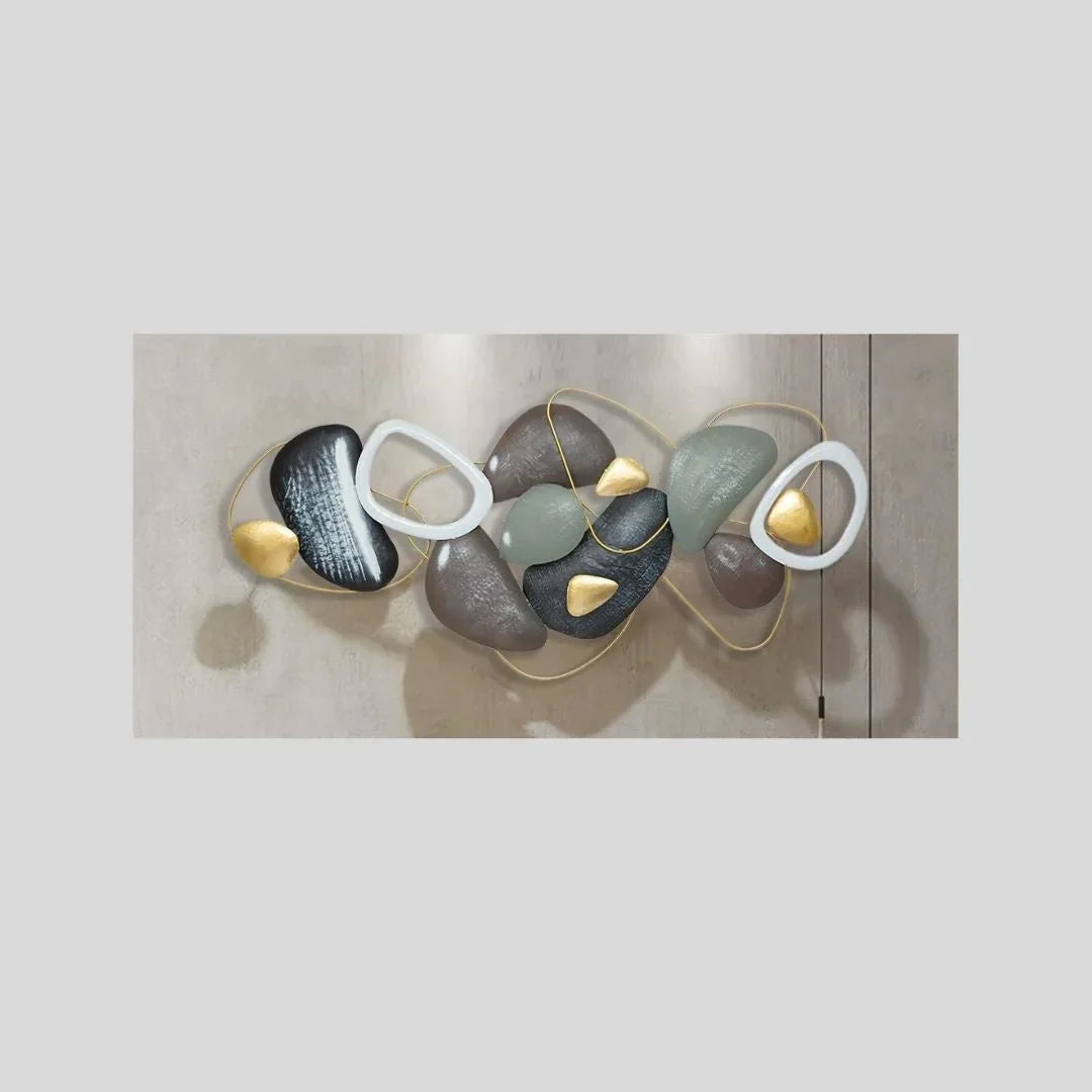 Nestique Multicolor Pile of Stones Metal wall Art (48 x 24 Inches)