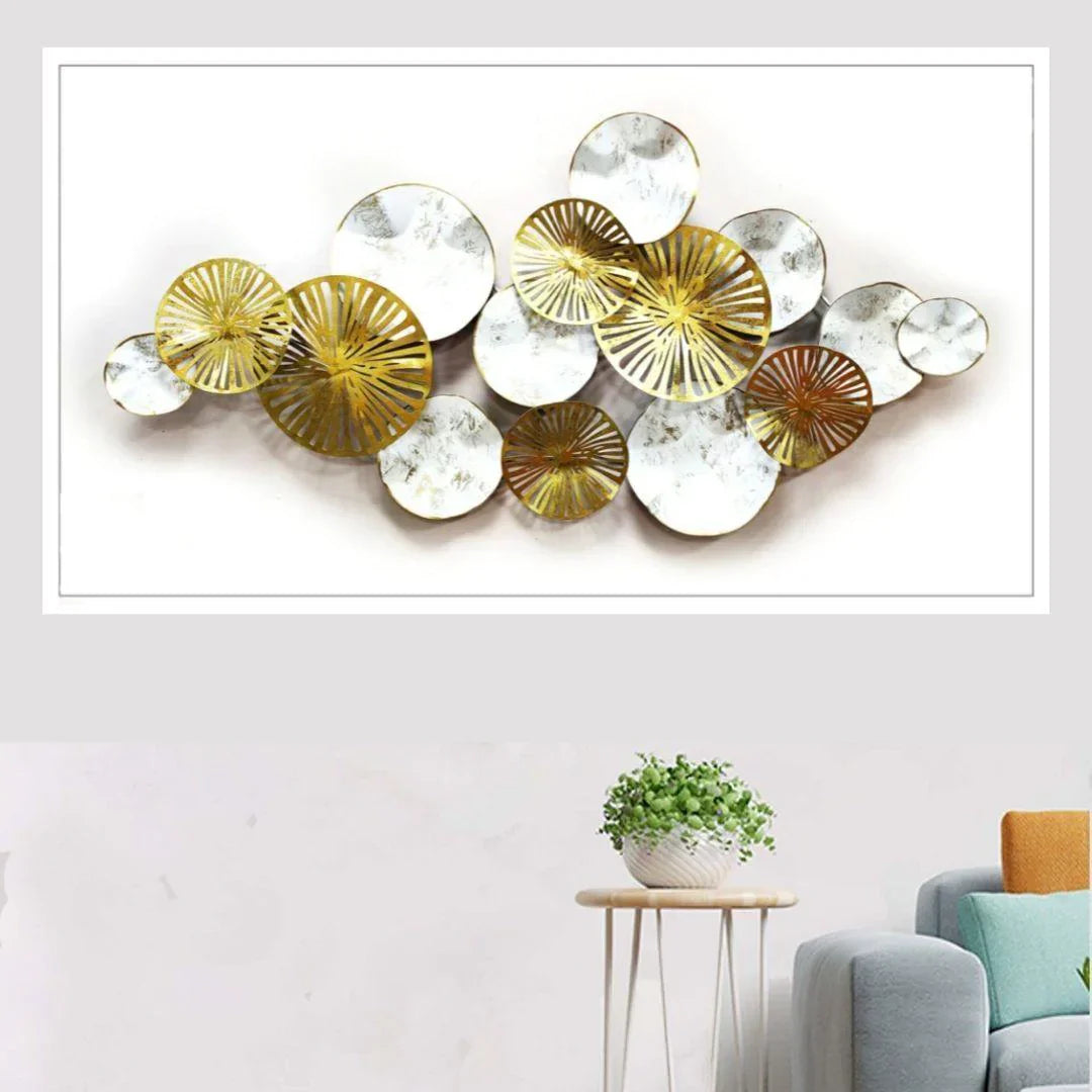 Nestique Special Golden white metal art (52 x 26 Inches) For Walls